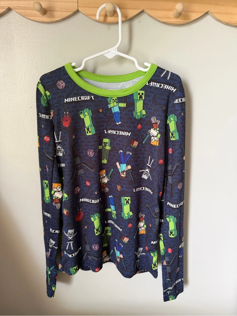 ClimateRight by Cuddl Duds Minecraft Boys Medium 2pc Long Sleeve Pajamas Blue